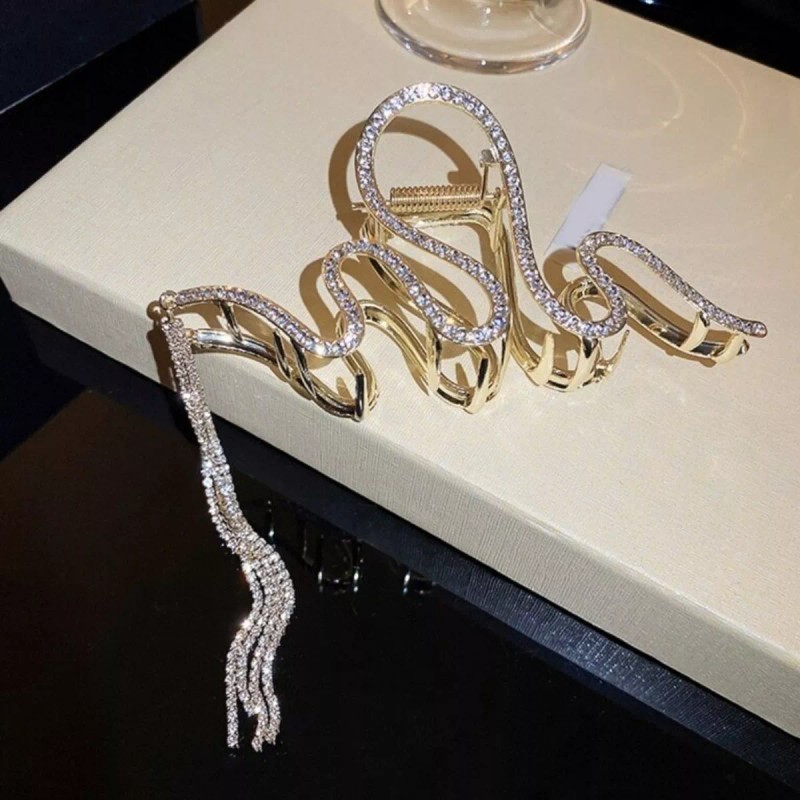 Universo en Linea Pinza Cabello Diseño Serpiente Diamantes Brillantes Metal