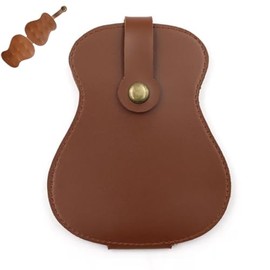 Estuche para púas de guitarra de 18 piezas, bolsa de almacenamiento de púas de piel sintética, bolsa de regalo para guitarristas (marrón), Marrón, otro