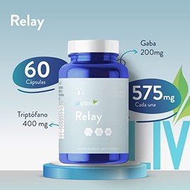 LIV NUTRITION | Relay Triptófano GABA L-Teanina Magnesio 575 Mg | 60 Cápsulas Veganas Sin Gluten | Suplemento Alimenticio 100% Natural | 1 Mes De Rendimiento