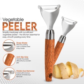 ZORU Potato Peeler Vegetable Peeler, Premium Wood, Stainless Steel Speed Peeler Potatoes Good Grip Peeler Y Shaped Multifunctional Peeler for Kitchen, SYSWH1