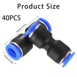 Pack of 40 Pneumatic Connectors, 8 mm Black Blue Connectors, Straight Pneumatic Fittings, Air Hose Connector for Air, Quick Attachments, Push in Quick Coupling Pneumatic Tools