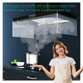 Range Hood Filters Baffle, Range Hood Vent Deflector with Self-Adhesive Strip, 79 Inch Kitchen Hood Replacement, Ventilation Shield, Smoke Concentration Guard for Faster Ventilation