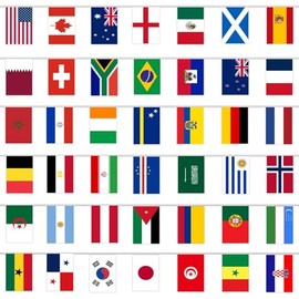 48 Banderas del Mundo de la Copa Mundial 2026, Banderín de Cuerda, Banderas de Países del Mundo, 14 * 21cm Banderines de Bandera para Decoraciones de 