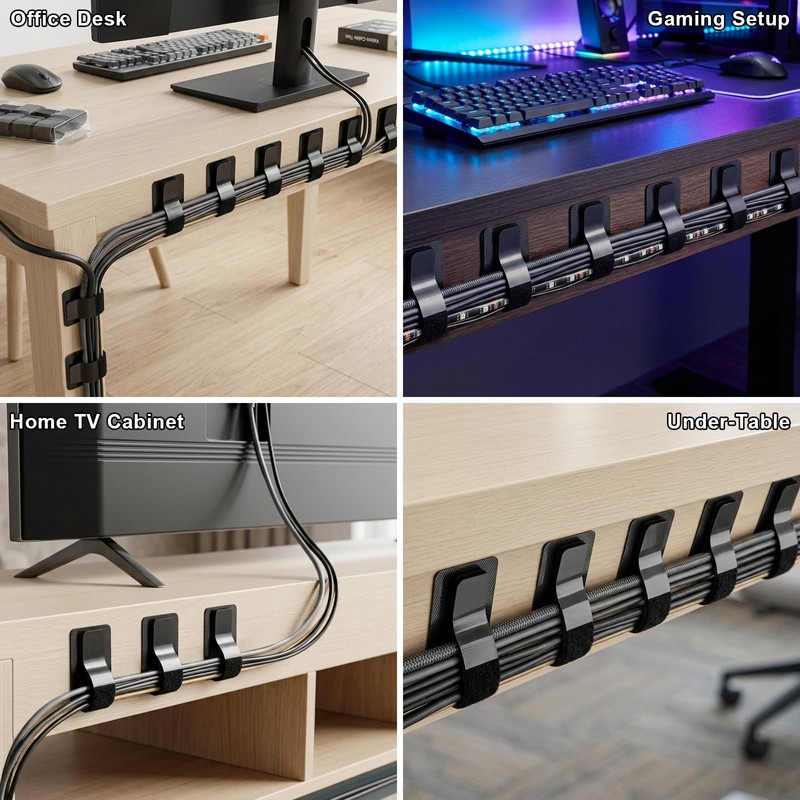 Silcpall Cable Management Under Desk, 20 Pair Cord Organizer Straps