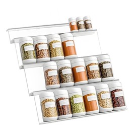 fuxunamz Spice Rack Drawer Spice Organiser Drawer Spice Drawer Organiser, Pack of 4 Collocable Spice Drawer Insert for Storing Spices, Two Sizes, Transparent