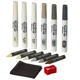 Katzco Furniture Repair Kit Wood Markers - Set of 13 - Light Colored Markers and Wax Sticks with Sharpener - for Stains, Scratches, Floors, Tables, Desks, Carpenters, Bedposts, Touch-Ups, Cover-Ups