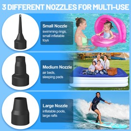 AearKing Electric Air Pump, 2 in 1 Air Pump Air Mattress with 3 Nozzles, Inflate and Deflate Pump Air Mattress Air Pump Electric, AC 110V-240V/DC 12V/50W, Electric Pump for Air Mattress