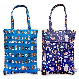 FLOCK THREE 2pcs Wet Dry Bag Waterproof Tote Reusable Wet Clothes Baby Diapers Stroller Swimsuit Travel Small Larger Electronics Toiletries Pouch Cute Animals