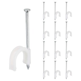 PATIKIL Half Clamp J-Hook with Nail 3/4" / 20mm, 70Pcs Pex Pipe Fixture Cable Clip Wire Wall Support Holder for Tubing CPVC Copper Pipe Fixing Connection, White, 65mm Long Nail