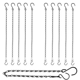RIFNY 20 Inch Chain for Hanging Plants, Black Small Plant Chains for Hanging Baskets Kits with Hooks for Bird Feeders Planters Billboards Lanterns Wind Chimes Ornaments Outdoor Indoor Use (10 PCS)