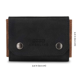 Otto Angelino Genuine Leather Credit and Business Card Case with Snap Fastener Closure