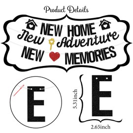 SJcysrilla New Home New Adventure New Memories Banner Housewarming Party Decorations New Home New Chapter/New Home Who Dis Housewarming Party Decor Sign Black Glitter