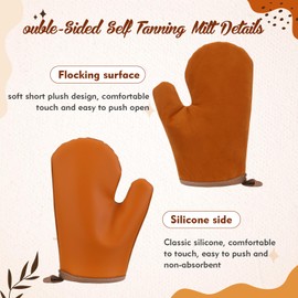 Dansib Self Tanning Mitt Applicator Silicone and Velvet Self Tanning Gloves with Thumb Ultra Soft Brown Sunless Glove for Women Face and Body Summer Dual Sided Design Accessories