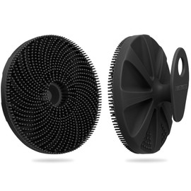 INNERNEED® More Hygienic Silicone Body Scrubber Exfoliating & Massaging Shower Brush, Bathing Tool, for All Skin Types, Lathers Well, Longer Service Life (Black)