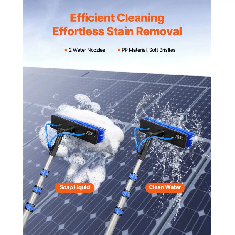 12FT Extendable Handle Solar Panel Cleaning Pole Kit 65.6FT Water
