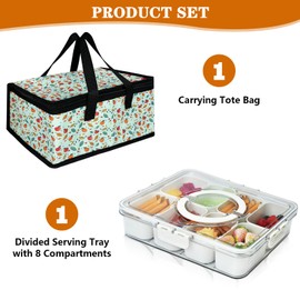 Artcome Divided Serving Tray with Handle, 8 Compartments, & Carry Bag - Snackle Box & Portable Snack Platters - Organize Snacks and Appetizers - Perfect for Picnics, BBQs, Outdoor Dining & Gatherings