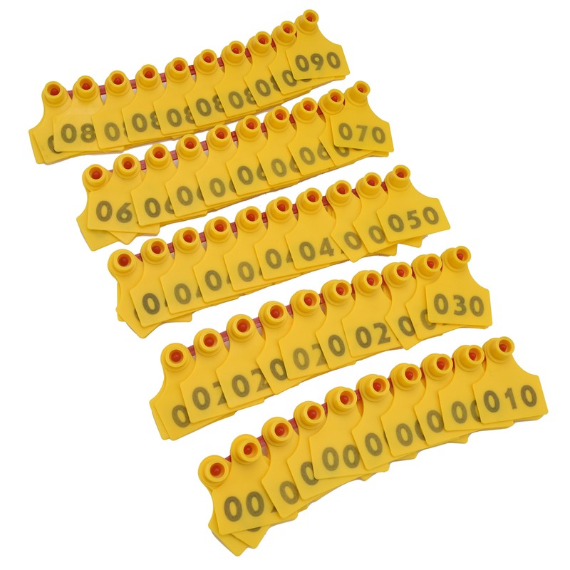 100Pcs TPU Pig Cow Ear Tag with Number 001‑100 Ear