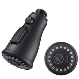 DEOKXZ Kitchen Sink Pull Down Faucet Spout Replacement Black, 3 Function (Flow/Spray/Water Blade) Sprayer Nozzle with Check Valve, G1/2 Connector Only