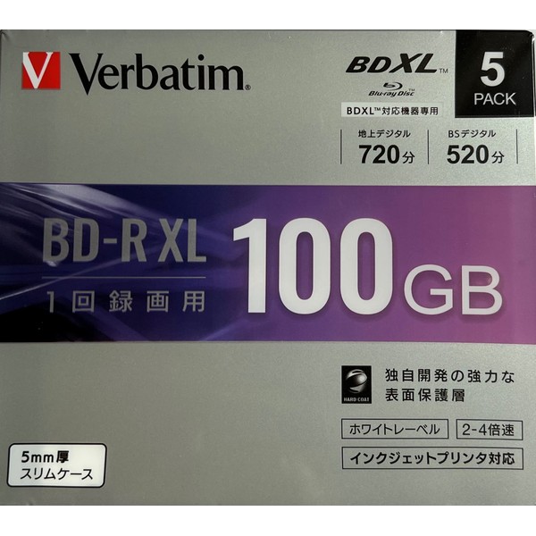Barbatum VBR520YP5D1 4X BD-R XL 5 Pack 100GB White Printer Blue