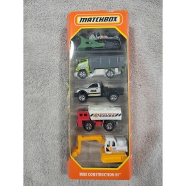 Matchbox MBX Construction 5 Pack With Bulldozer, Excavator , Water Truck + More
