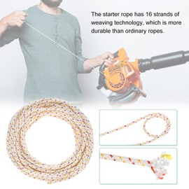M METERXITY Recoil Starter Rope Pull Cord 5.5mm 10m Pull Starter Rope Nylon Pull Cord Pull Starter Rope for Mower/Chainsaw/Trimmer/Brush Cutter [White Red Yellow]