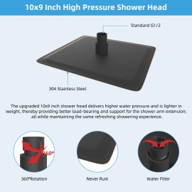 Hibbent All Metal High Pressure Rainfall 10 Inch Shower Head/Handheld Showerhead Combo - Oil Rubbed Bronze