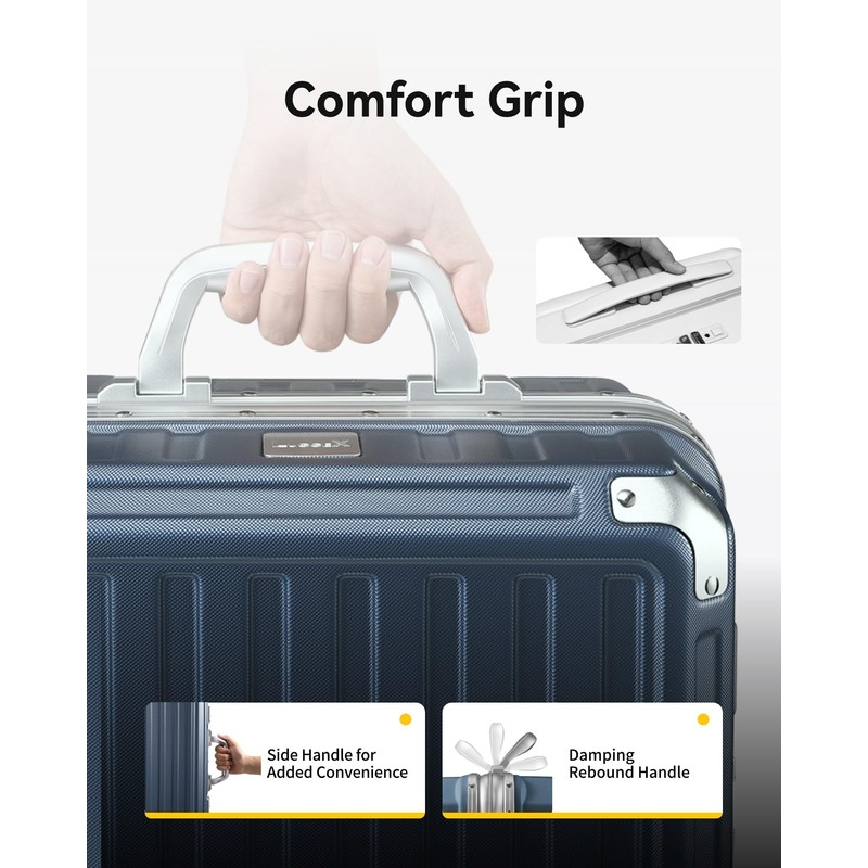 LUGGEX Aluminum Frame Luggage with Spinner Wheels, Zipperless Polycarbonate Hard