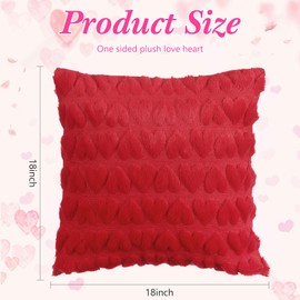 Mixweer 4 Pcs Valentine's Day Heart Throw Pillow Covers 18x18 Inches Plush Faux Fur Wool Pillow Covers for Couch Sofa Living Room Decor Couple Present Valentine Gift(Red,Pink)