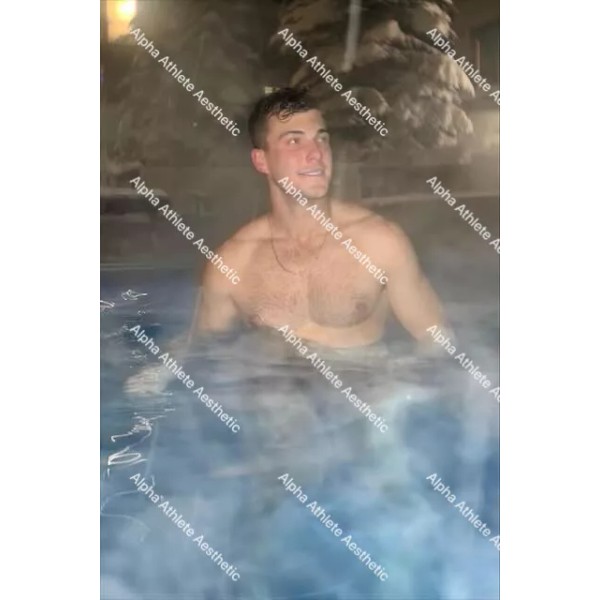 Shirtless Male Stud in Hot Tub Steaming Frat Boy Cocky