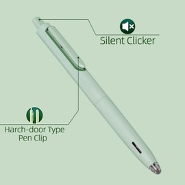 XIZE SH Black Ink Pens for Writing Note Taking 0.5mm Fineliner Silent Pressing Cute Pens,6 Count,Green Barrel