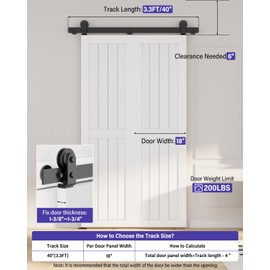 ZEKOO Bifold Barn Door Hardware: 40 inch Bi Folding Door Hardware Kits for 36" Closet Doors - Easy Assembly Smoothly Quietly Bifold Doors Track Kit - I Shape Top Mount Roller - Bi fold Hardware Only