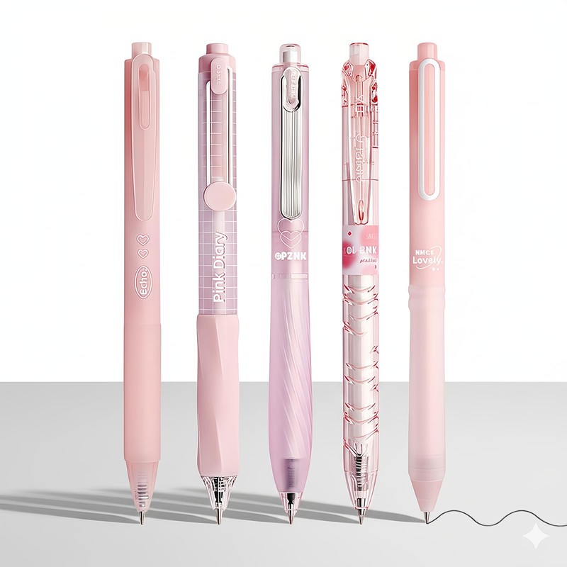 Hyleon 5 Pcs Black Pens, 0.5mm Gel Pens with Aesthetic