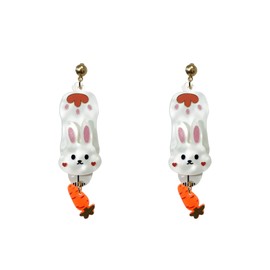 Seakuur Acrylic Rabbit Carrot Feces Earrings for Women Cute Bunny Stud Earrings Funny Novelty Animal Poop Jewelry (Rabbit Carrot)