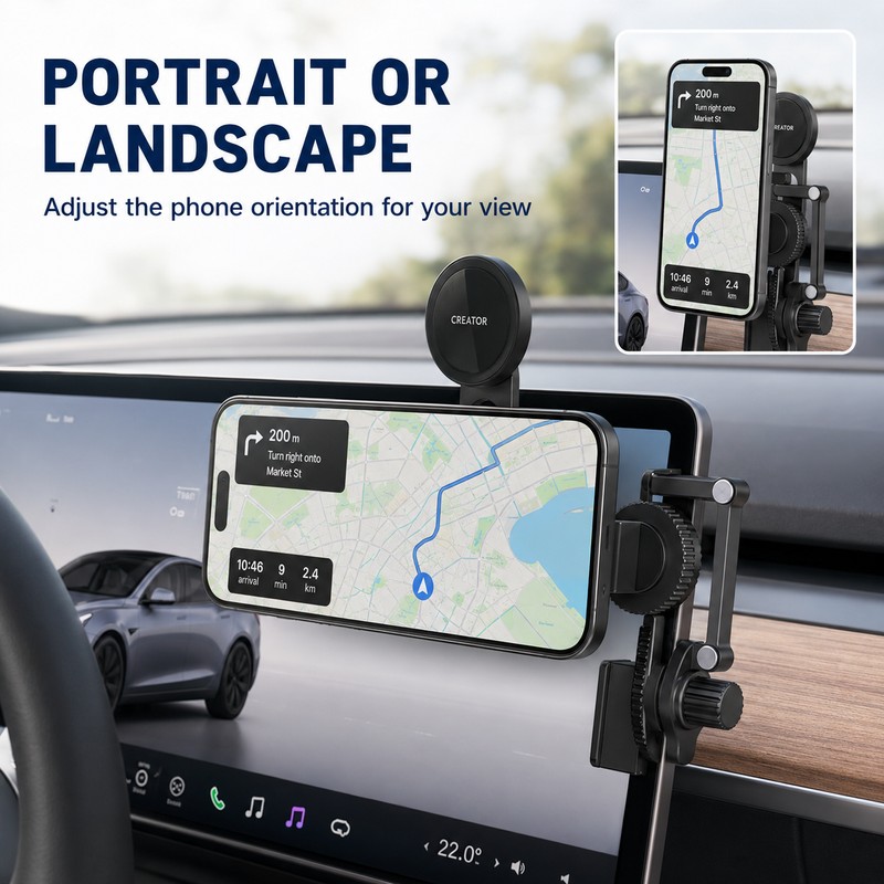 Adjustable Center Screen Slide Rail Phone Holder for Tesla &