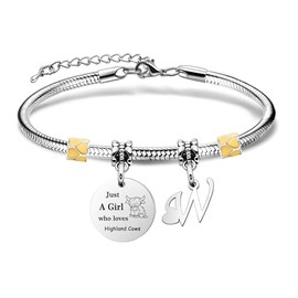 Yumioxa Highland Cows Just A Girl Who Loves Highland Cows Women Bracelets Girl Birthday Love Nature Highland Cows Gift Birthday Christmas Green Nature Cow Bracelets (W)