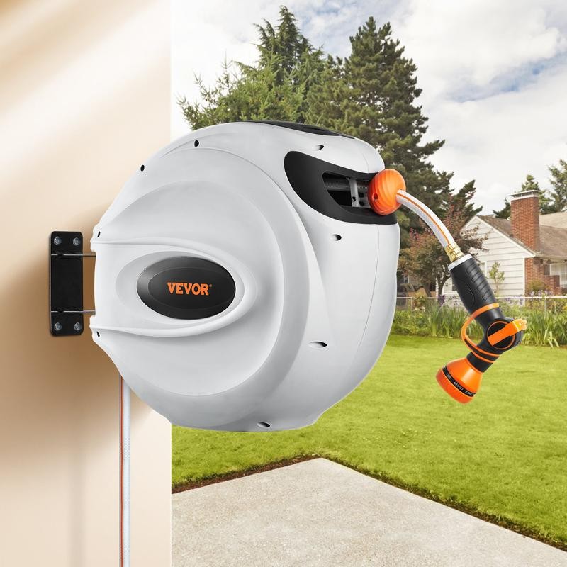 VEVOR Retractable Hose Reel, 65-130FT Garden Water Hose Reel with