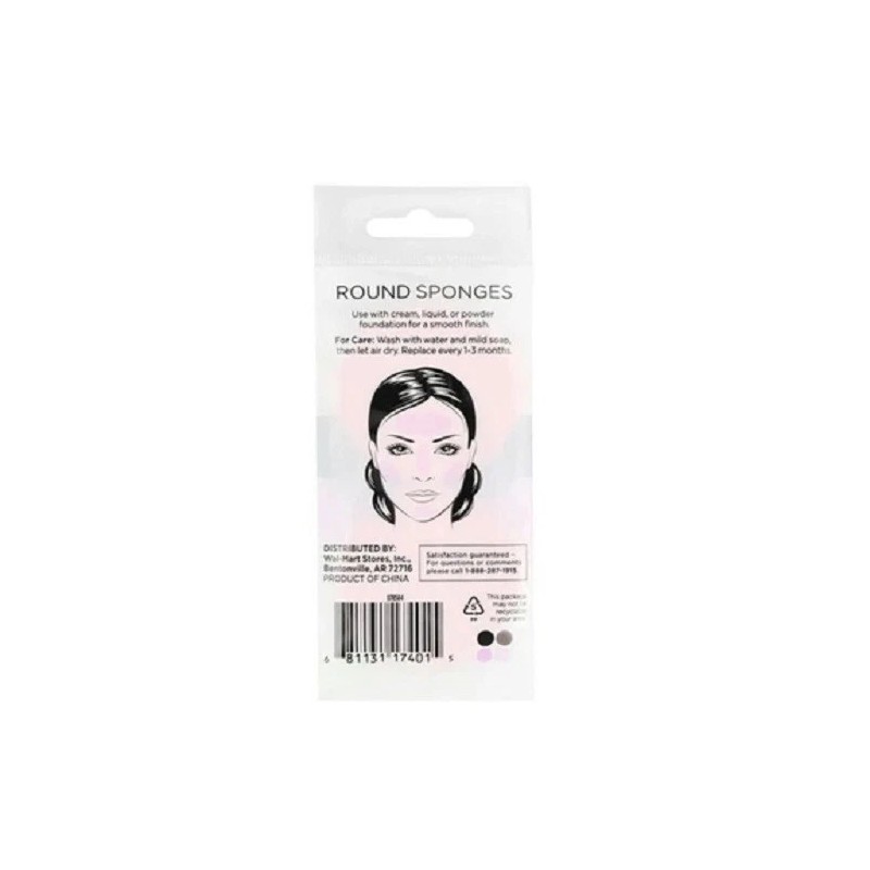 Equate 2 Piece Round Beauty Cosmetic Sponges Foundation Application 8
