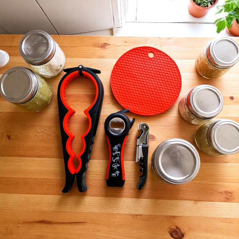 4 in 1 Jar Opener Set - Non-Slip Handle, Easy