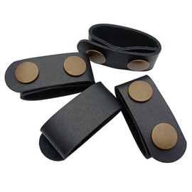 4PCS leather Heavy Duty Belt Keeper Double Snaps Tactical Belt Buckle for 2inch Wide Outdoor Sports Belt Fixing (Black)