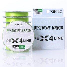 Zotic Resident Braid PE X4/X8 4-Way / 8-Way Braided Fishing Line for Baitcaster and Spinning Rod, Professional Fishing Accessories, Predatory Fish, Fishing Tendon, 100 m 150 m 300 m (X4 Green, 150 m -