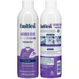 Laundry Starch Spray, Faultless Lavender Aerosol Starch 20 oz Cans for a Smooth Iron Glide on Clothes & Fabric Even Spray, Easy Iron Glide, No Reside (Pack of 4)