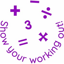 Superstickers Teacher Stamp - Education Marking Stamp - Reward Stamps for School - Show Your Working - Maths - Impression Size Approx. 23x23 mm - Violet Ink