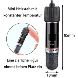GERUI USB Aquarium Heater 10 W Mini Aquarium Heating Rod with Thermostat, Thermostat Aquarium Turtle Heater for Small Aquariums for Salt Water and Freshwater