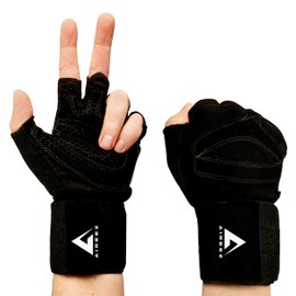 Aireez® 2 in 1 Fitness Gloves, Training Gloves, Sports Gloves & Wrist Bandages for Men and Women, Weightlifting Pad, Weight Training, Strength Training, Crossfit Grips & Gym Training