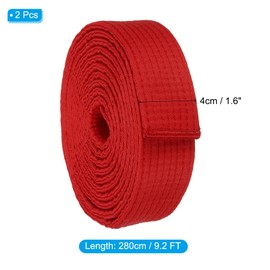 PATIKIL Taekwondo Colored Ranking Belts, 2 Pack 1.6" x9.2FT Polyester Martial Arts Colored Ranking Belt for Coach Teaching Practice, Red