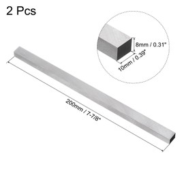 sourcing map Lathe Tool Bit 8mm x 10mm x 200mm, Square Lathe Turning Tool Blanks, HSS (High Speed Steel) Rectangular Fly Cutter Mill Blank, 2pcs