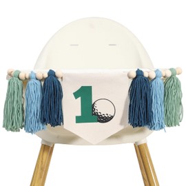 Golf One High Chair Banner - Hole In One First Birthday Tassel High Chair Banner,Golf 1st Birthday Party Decoration (green)