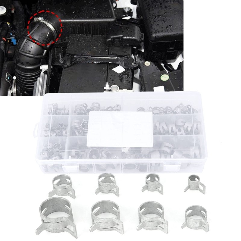Onewer Hose Clamp Kit, 160 Pcs Hose Clamps Silver 304