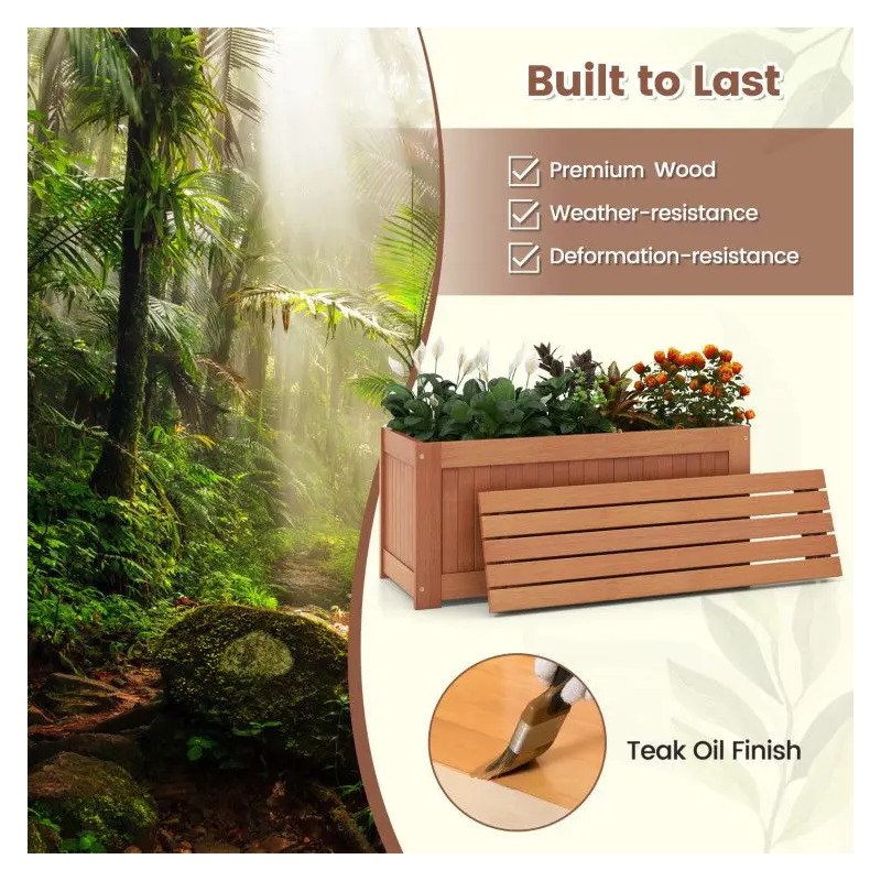 Outdoor Patio Bench With Planter Box Wood Contemporary Design For