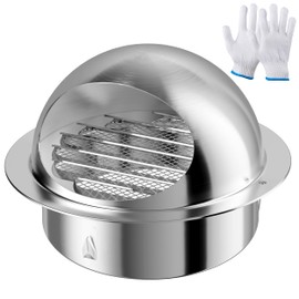 5 Inch Wall Vent Cover, HG Power Exhaust Vent with Screen Mesh, Stainless Steel Soffit Vents, Round Air Vent Covers for Outdoor Ventilation System 113mm, Silver